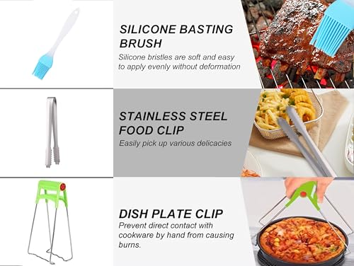 Air Fryer Accessories Set Fit All 4.5qt-5.2qt And Larger Ovens, Cake & Pizza Pan, Metal Holder, Rack & Skewers, etc, BPA Free, Nonstick, Dishwasher Safe,Universal, Black (8 Inch 10-Piece) - style: 8 Inch 10-Piece