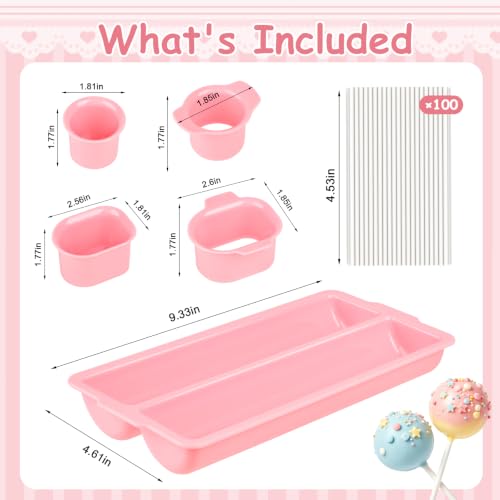 Antner Cake Pop Mold Set with Double Tray, Cake Pop Cutter, Lollipop Sticks - color: Pink (B)