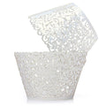YOZATIA 60PCS Vine White Cupcake Wrapper, Lace Cupcake Wraps Liner for Wedding Party Cake Decoartion (White) - color: White