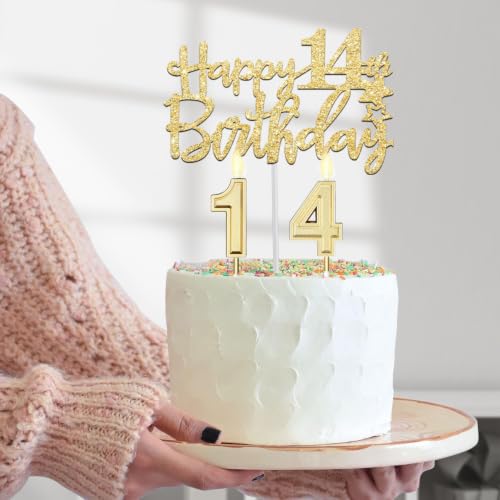 YeohJoy Gold 14th Birthday Decorations for Girls - style: 14th