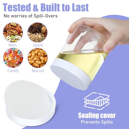 Plastic Jars with Lids,Airtight Container Ideal For Dry Food, Honey Jam, Peanut Butter,Cosmetics, Cream, Bathroom and Storage Included Extra Label and A Pen (30 PCS White Lids) - color: 30 PCS White Lids