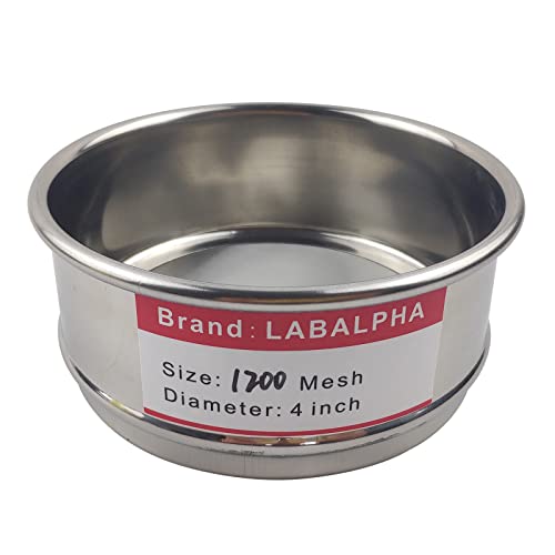 LABALPHA 1200 Mesh Lab Sieves, Test Sieve #1200 Mesh, 4'' Diameter, 304 Stainless Steel Wire Cloth (0.013mm) - size: 1200 mesh (0.013mm)