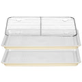 Nonstick Ceramic Baking Sheet with Rack, 2-Pack 13x9 Quarter Sheet Pan,(External 10x14), Non-Toxic PTFE & PFOA Free Warp-Free Oven Safe 550°F Dishwasher Safe, Aluminized Steel, Gray Yellow - size: 2-Pack Small 9" x 13"