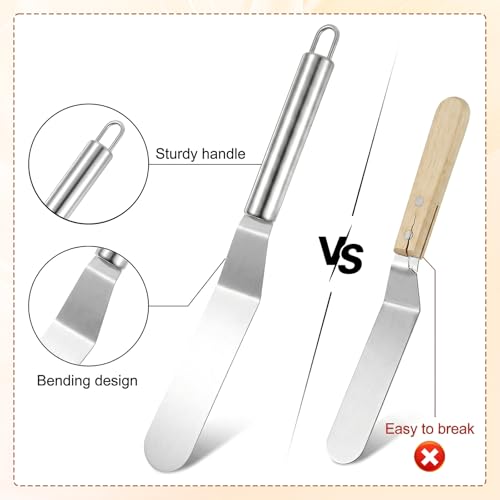 6" Offset Spatula, Stainless Steel Icing Spatula Angled Cake Spatulas Cake Icing Tools with Sturdy Handle Frosting Spatulas for Cakes Decorating, Baking, Pastry