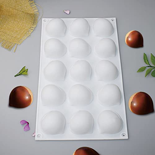 mostsom Mini Chestnut-Shaped Silicone Mold, 15 Cavity Non-Stick Gummy Mold for Chocolate, Fondant, Candy, Biscuits, Cookie, Jelly (Chestnut A) - size: Chestnut A