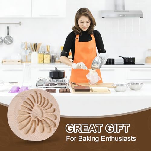 uxcell Cookie Stamp Wooden Cookie Cutter Baking Tools Heart-Shaped