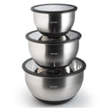 Stainless Steel Mixing Bowls with Glass Lids, Premium 3-Pc Plastic-Free Set
