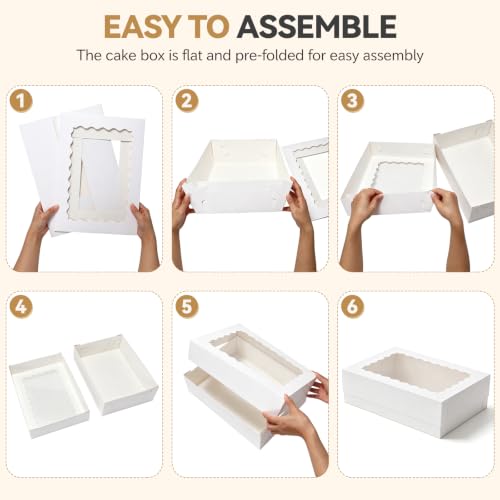 30pcs 14x10x6in Rectangular Quarter Sheet Cake Boxes with Window - size: 14x10x6inch