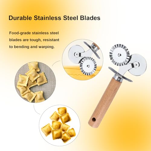 Pastry Double Cutter Wheel,2 Pack Pasta Cutter Wheel,Dual-Head Baking Tool for Home and Kitchen Use,Ravioli Cutter - size: 2 Pack