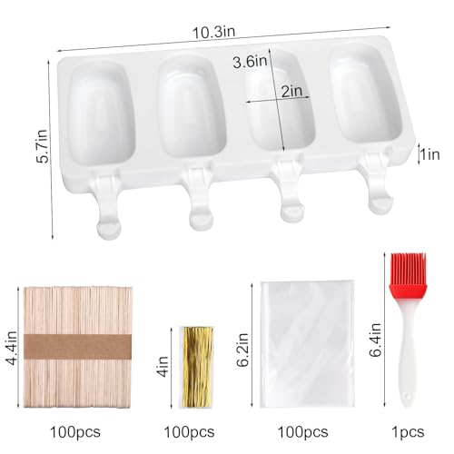 Mity rain 2 Pack Cake Pop Mold Silicone, 8 Cavity Reusable Cakesicle Molds - color: 2PCS Ice Cream White