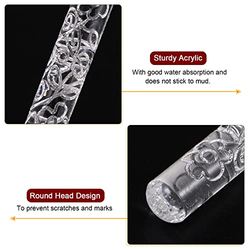 HARFINGTON Acrylic Embossed Rolling Pin 6.3 Inch Safflower 3D Pattern Acrylic Non-Stick Roller Fondant Embossing Clay Rolling Pin Textured for Baking Cookie Pastry Clay Dough - style: Safflower Pattern