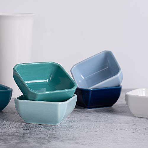 DELLING 6 Oz Porcelain Ramekins Set of 6, Square Souffle Dishes Oven Safe - Colorful Ceramic Creme Brulee Ramekins for Baking, Dishwasher Microwave Freezer Safe Dessert Cups for Pudding Custard - size: 6oz