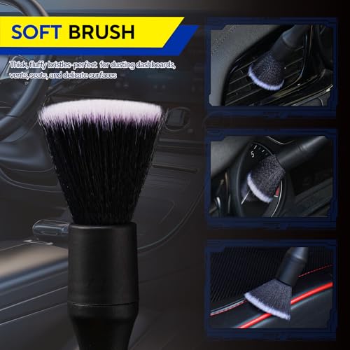 3PCS Car Detailing Brush Set, Ultra Soft Bristle Auto Interior Cleaning Brushes, Scratch-Free Dashboard Duster Kit for Vents, Leather, Screen, Console and Household Cleaning - size: 3PCS-A