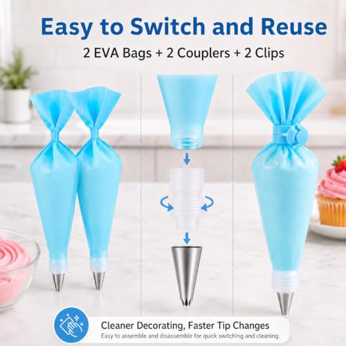 Cake Decorating Kit, 100 Piping Bags, 24 Tips, Donut Cutters