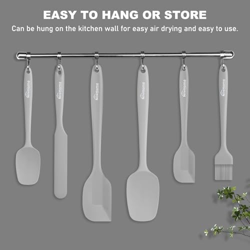 6 Pieces Silicone Spatula Set with Silicone Brush,Mixing-Grey - color: Gray, size: 6 Piece