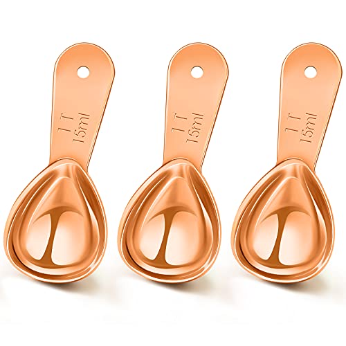 Patelai 3 Pieces Coffee Scoop Tablespoon Short Handle, 15 ml, Rose Gold - color: Rose Gold, size: 15 ml