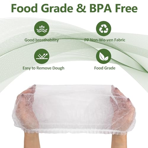 200 Pack Banneton Bread Proofing Basket Liner,21" Bread Bowls Liner Non-Stick Dough,BPA-Free Non Woven Sourdough Bread Basket Liners,Elastic Banneton Liners for Prevents Dough from Sticking to Basket