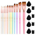 Nicpro 12pcs Face Paint Brushes Set with 9 Sponges, Face Painting Brushes - color: Pastel
