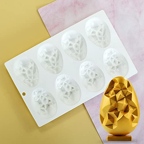 Mostsom 8 Cavity Easter Egg Silicone Mold for Chocolate, Baking Pan for Party Fondant Candy Jelly Dome Mousse Cake Topper Making (E) - size: Easter Egg E