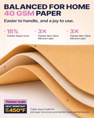 Katbite 8x12 Inch Parchment Paper Sheets 130PCS, Unbleached Non-Stick - size: 8x12 Inch 130 Pcs