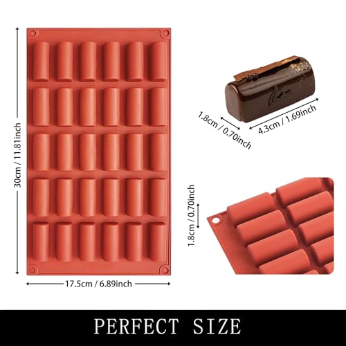 Silicone Mini Log Molds, 2 Packs, 30-Cavities Handmade Chocolate Bar Molds - color: 2 Packs Silicone Mini Log Molds Z281