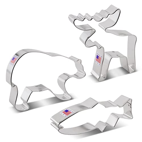 Ann Clark Mountain Wildlife Cookie Cutter Set of 3, Made in USA