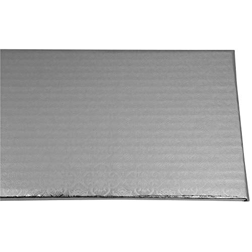 O’Creme Cake Board, Silver Foil Narrow Rectangle - Log Cake Board, Wraparound Silver Pastry Drum Boards with Gorgeous Design, Sturdy & Durable 1/4” Thick Cake Drums, 11 Inch x 6 Inch - Pack of 10 - color: Silver, size: 11 inch x 6 inch