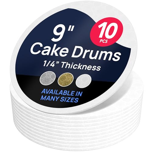 O'CREME Round Cake Drum Board Wraparound 9 Inch White 10 Pack - color: White, size: 9"