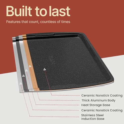 Gray Marble 10-Piece Bakeware Sets, Nonstick Carbon Steel Baking Sheet & Pans, Stackable Space-Saving Bakeware, Dishwasher Safe, Stain-resistant, PFOAPFOSPTFE Free, Oven Safe Up To 450°F (230°C) - color: Gray Marble, size: 10 Piece Set