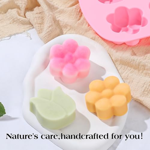SJ Silicone Molds for Crafts, Tulip & Flower Resin Mold, 2 Pack 6 Cavity - color: Pink+Purple / 3 Flower Shape