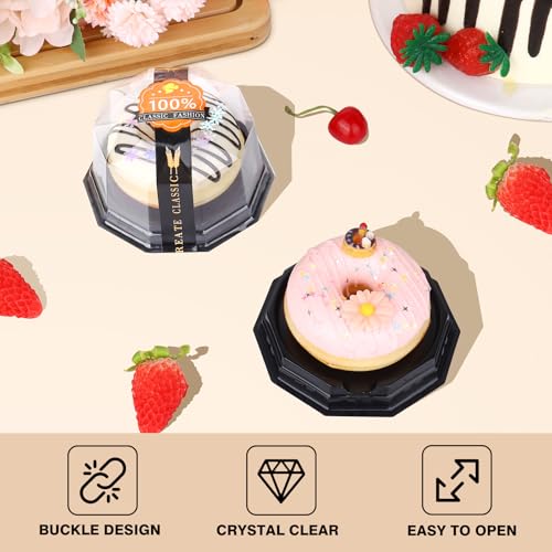 50Pack Plastic Mini Bundt Cake Containers with Lids, 50 Stickers