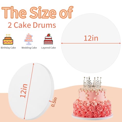 Cake Drums 12 Inch, 2 Pcs Sturdy 1/2 Inch Cake Base Cake Boards - style: 2PCS (12 Inches)