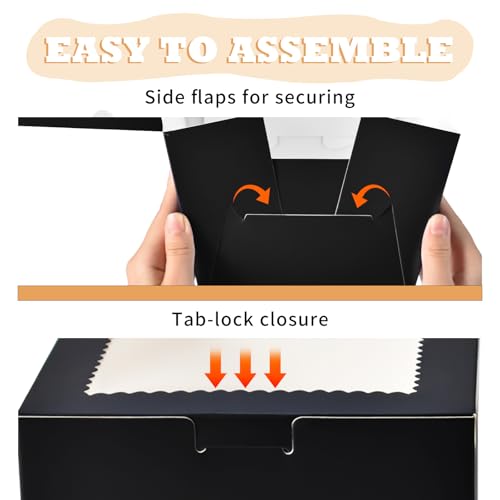 KPOSIYA 40pcs 6x6x5 In Cake Boxes with Cake Boards（20 Boxes & 20 Boards） - color: Black, size: 6x6x5 inch