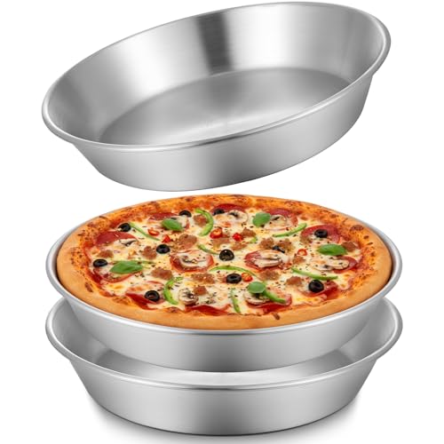 3 Pcs Deep Stainless Steel Pie Pan Set - Thickened Metal Baking Pans for Oven, Rust Proof Pie Plates for Kitchen(9.5 Inches,Standard Version) - size: 9.5 Inches, style: Standard Version