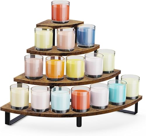 ELITEROO Tiered Display Stand, Wooden Display Risers, 4 Tier Display Shelf