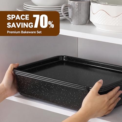 Wildone 13-Piece Baking Pans Set, Nonstick Bakeware Sets, Black - color: Black