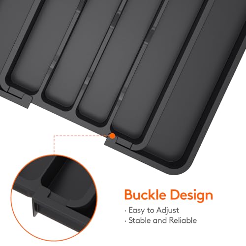 Lifewit Expandable Silverware Drawer Organizer, Kitchen Utensil Tray - color: Black, size: Medium(8-13.8''W x 11.2''D)