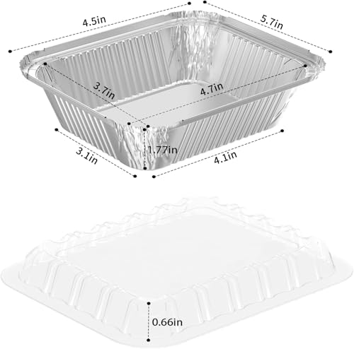 iHomeSet 25 Pack 1 lb Aluminum Foil Pan 16 oz with Clear Plastic Lids - size: 1 lb (Pack of 25), style: Tin Pans with Plastic Lids