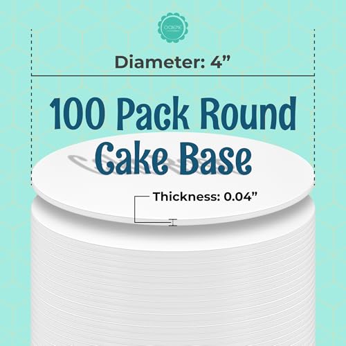 O'CREME Mini Cake Boards 4 Inch Round White Foil Grease-Proof 100 - color: White, size: 4 Inch