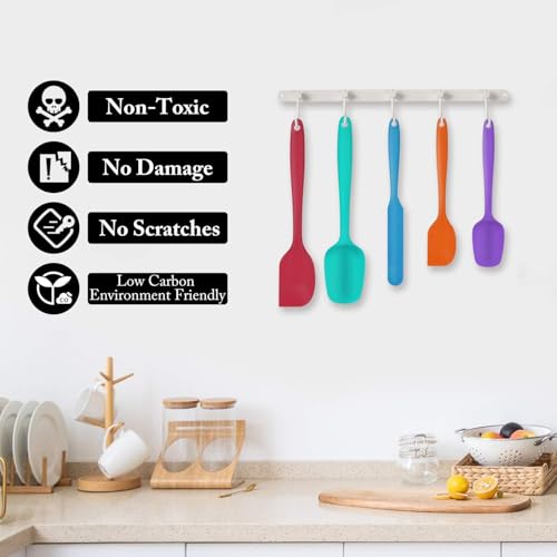 5-Pack Silicone Spatula Set – Heat-Resistant Baking, Cooking & Mixing Tools, Seamless Design, Non-Stick & Easy to Clean, Multicolor - color: Multicolor