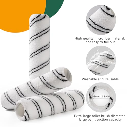 Microfiber Paint Roller 9 Inch, 3/8 Inch Nap, 40 Pack - color: 9 inch paint roller 40 pack