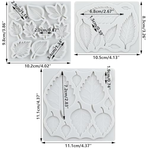 Leaf Silicone Mold Maple Rose Leaf Fondant Molds Set of 3 - color: Style F
