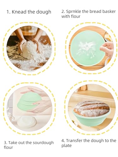 Banneton Bread Proofing Baskets,Silicone Sourdough Bread Baking Supplies, Bread Proofing Baskets for Sourdough, 10" Oval Collapsible Sourdough Baking Basket (Green) - color: Green
