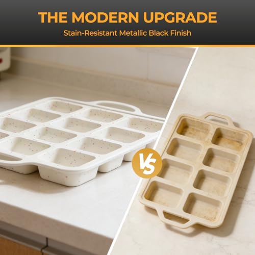 Silicone Mini Loaf Pan 2 Pack with Reinforced Metal Frame 12-Cavity