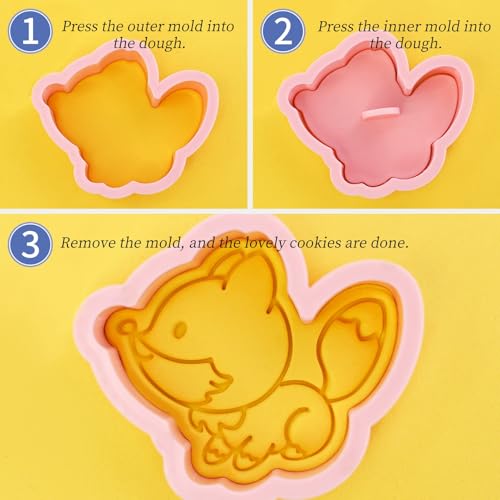 Woodland Animal Cookie Cutters 8 Pcs Deer Fox Squirrel Owl Cookie Molds - color: Animal B