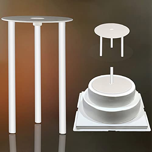 DOERDO 4 Tier Cake Separator Plates and 12 Pieces Plastic Cake Dowel Rods Set for Tiered Cake Construction and Stacking(9cm, 12cm,16cm,18cm) - size: 9,12,16,18cm