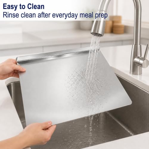 Stainless Steel Cutting Board with Counter Lip,Metal Pastry Board Kitchen - size: 16"L x 11.8"W
