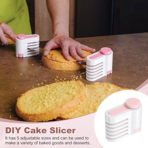 uxcell 2Pcs Cake Leveler Slicer DIY Cake Slicer 5 Layers - color: Light Pink/Light Yellow