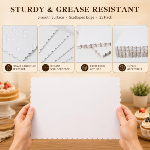 14 * 10 Inch Wave Cake Boards 25-Packs Squares Base Food-Grade Cardboard Wave Cake Plate for Wedding Birthday Pizza Desserts Parties Food Bottoms - size: 14*10inch / 25pcs