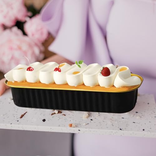 Mini Cake Pans with Lids and Spoons 200 Pack, Mini Loaf Pans with lids 6.8oz, Small Disposable Aluminum Foil Loaf Pans, Rectangular Baking Container for Party, Picnics and Birthday (Black) - color: Black